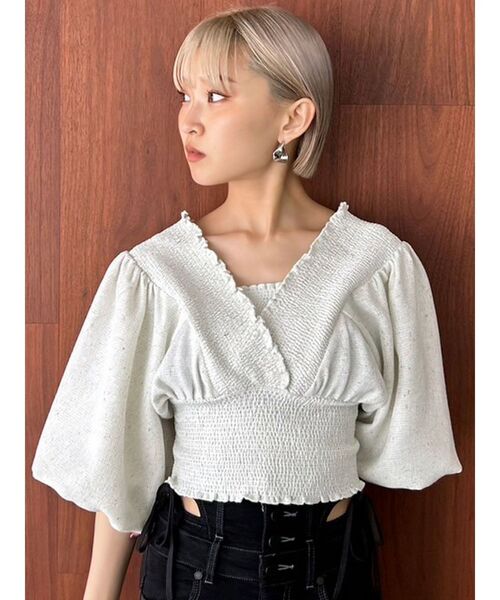 誕生日プレゼント セール】シャーリングミニトップ（Tシャツ/カットソー）｜EMODA トップス