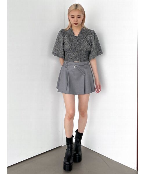 EMODA（エモダ）の「シャーリングミニトップ（Tシャツ/カットソー・レディース・ブラック/グレー/ホワイト/ライム・FREE）」の17枚目の写真