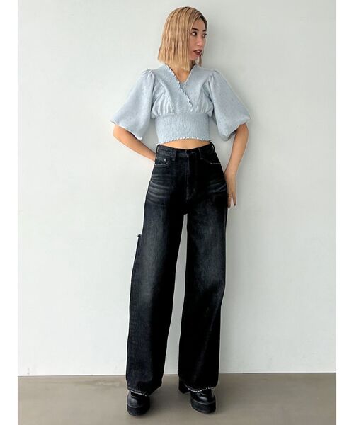 セール】シャーリングミニトップ（Tシャツ/カットソー）｜EMODA