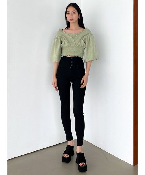 セール】シャーリングミニトップ（Tシャツ/カットソー）｜EMODA