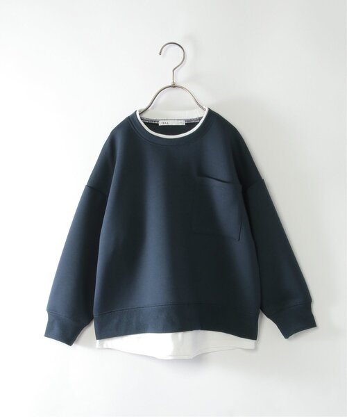 ikka（イッカ）の「【洗濯機で洗える／親子コーデ】GOKU楽ダンボールレイヤープルオーバー（120~160cm）（Tシャツ/カットソー・キッズ・ベージュ/ネイビー/グリーン/モカ・120/130/140/150/160）」の12枚目の写真