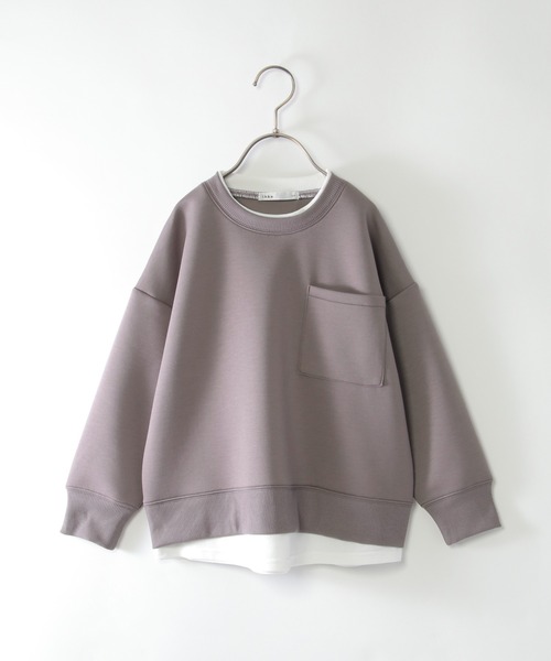 ikka（イッカ）の「【洗濯機で洗える／親子コーデ】GOKU楽ダンボールレイヤープルオーバー（120~160cm）（Tシャツ/カットソー・キッズ・ベージュ/ネイビー/グリーン/モカ・120/130/140/150/160）」の2枚目の写真