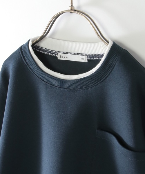 ikka（イッカ）の「【洗濯機で洗える／親子コーデ】GOKU楽ダンボールレイヤープルオーバー（120~160cm）（Tシャツ/カットソー・キッズ・ベージュ/ネイビー/グリーン/モカ・120/130/140/150/160）」の10枚目の写真