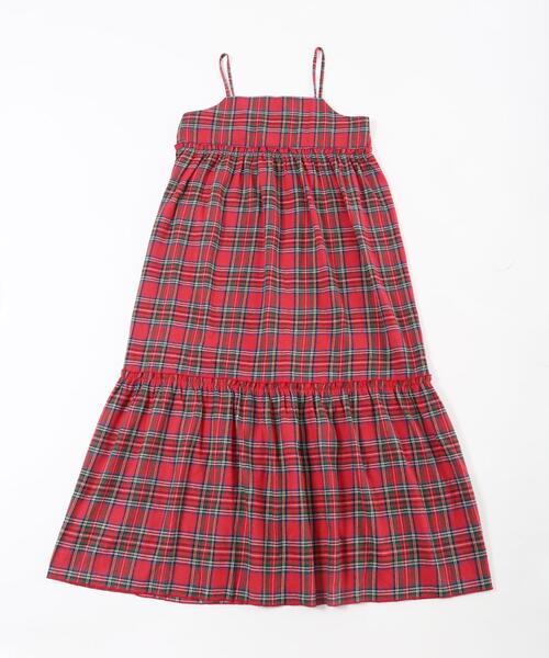 HARE 新品:チェックワンピース RED 新品タグ付き】HARE タータンチェックキャミワンピース レッド