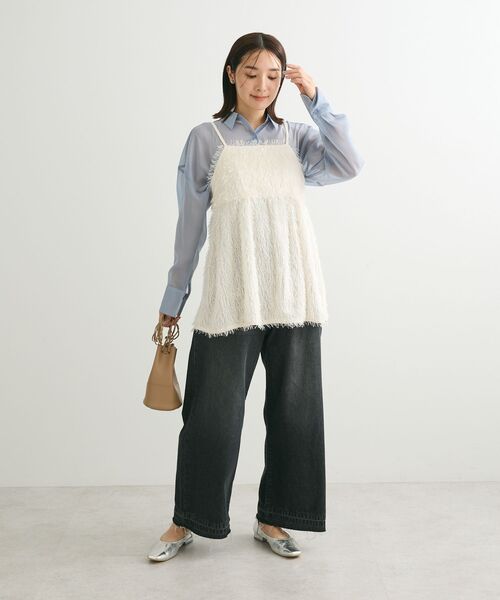 Green Parks(グリーンパークス)の「ラメフリンジカットキャミソールビスチェ(キャミソール・レディース・ブラック/ホワイト系その他2・FREE)」の4枚目の写真