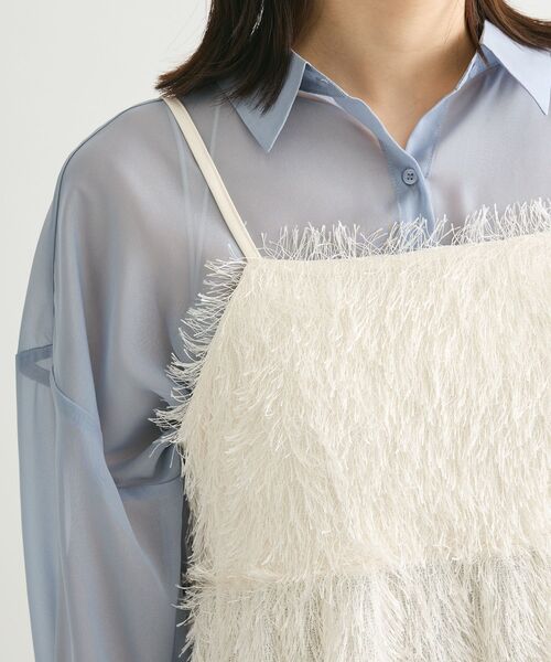 Green Parks(グリーンパークス)の「ラメフリンジカットキャミソールビスチェ(キャミソール・レディース・ブラック/ホワイト系その他2・FREE)」の7枚目の写真