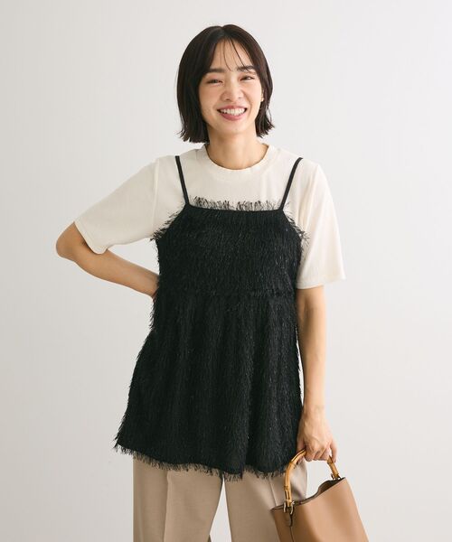 Green Parks(グリーンパークス)の「ラメフリンジカットキャミソールビスチェ(キャミソール・レディース・ブラック/ホワイト系その他2・FREE)」の13枚目の写真