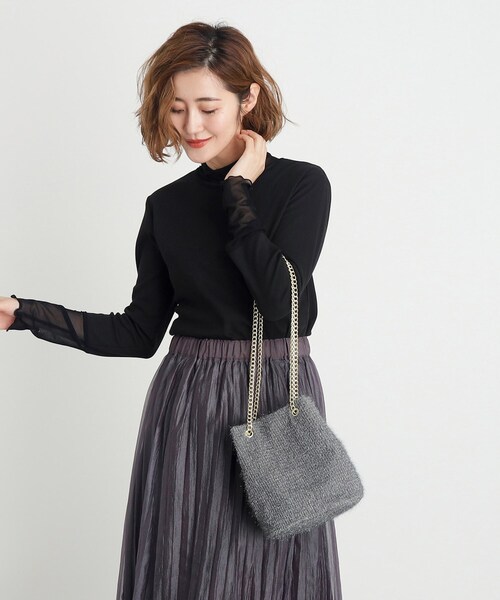 grove(グローブ)の「◆【雑誌掲載】ラメニットチェーン巾着ショルダー(ショルダーバッグ・レディース・アイボリー系3/ライトグレー系3/グレー系その他4/ブラック系3・00)」の7枚目の写真