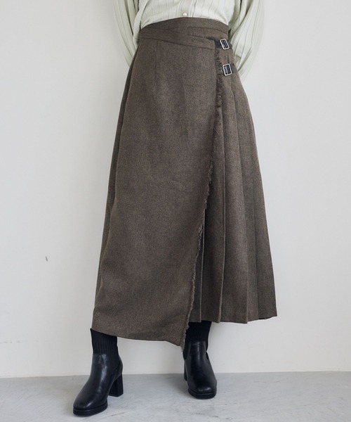 mysty woman（ミスティウーマン）の「ラップライクキルトスカート 149267（スカート・レディース・ブラウン/グレー/オレンジ・FREE）」の3枚目の写真