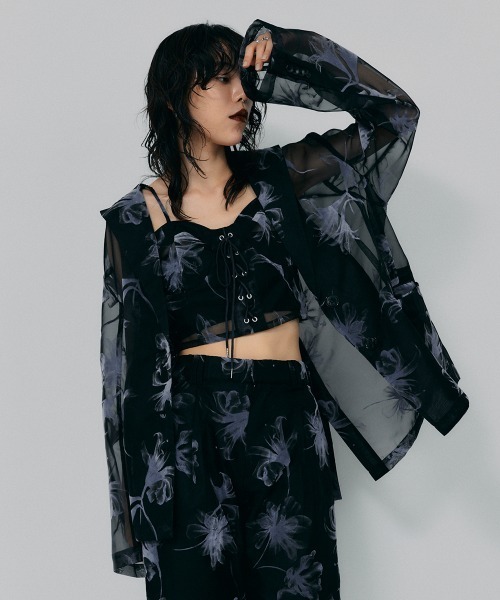 led.tokyo（レッドトウキョウ）の「【led.tokyo】オーガンジーシアージャケット（テーラードジャケット・レディース・ブラック/ブラウン・FREE）」の5枚目の写真