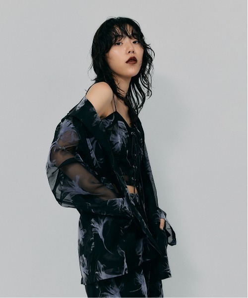 led.tokyo（レッドトウキョウ）の「【led.tokyo】オーガンジーシアージャケット（テーラードジャケット・レディース・ブラック/ブラウン・FREE）」の6枚目の写真