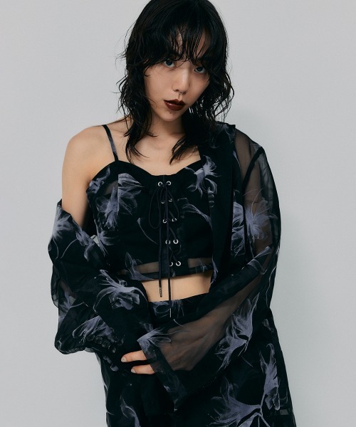 led.tokyo（レッドトウキョウ）の「【led.tokyo】オーガンジーシアージャケット（テーラードジャケット・レディース・ブラック/ブラウン・FREE）」の7枚目の写真