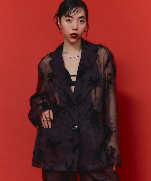 led.tokyo（レッドトウキョウ）の「【led.tokyo】オーガンジーシアージャケット（テーラードジャケット・レディース・ブラック/ブラウン・FREE）」の21枚目の写真