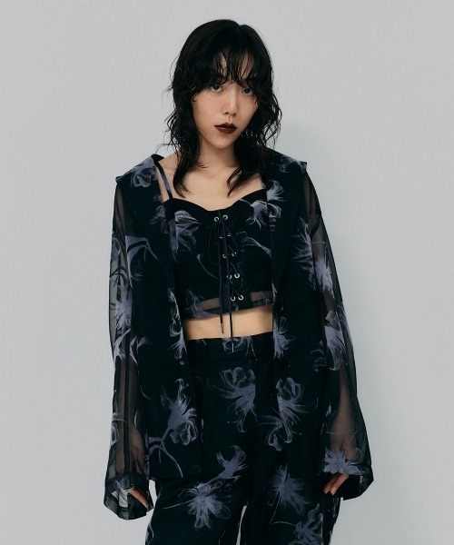 led.tokyo（レッドトウキョウ）の「【led.tokyo】オーガンジーシアージャケット（テーラードジャケット・レディース・ブラック/ブラウン・FREE）」の3枚目の写真