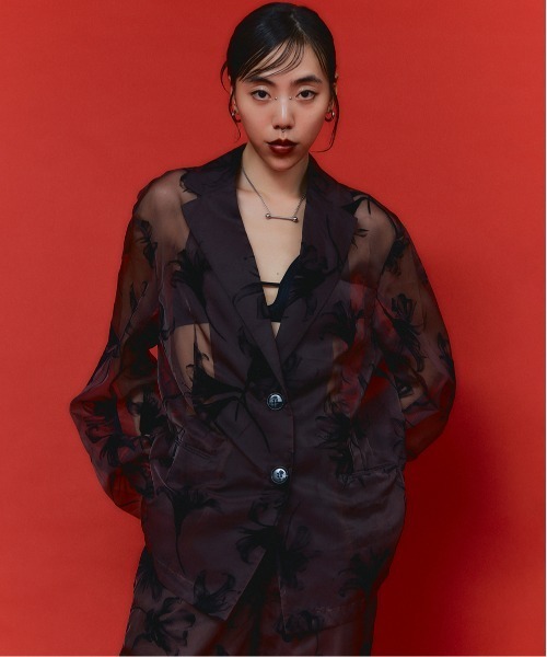 led.tokyo（レッドトウキョウ）の「【led.tokyo】オーガンジーシアージャケット（テーラードジャケット・レディース・ブラック/ブラウン・FREE）」の22枚目の写真