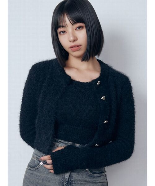 EMODA(エモダ)の「シャギーコンパクトツインニット(ニット/セーター・レディース・グレー/ブラック/ベージュ/パープル・FREE)」の2枚目の写真
