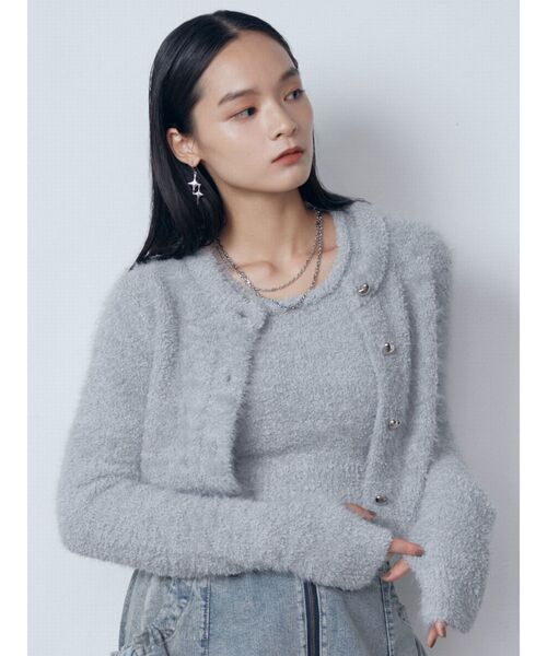 EMODA(エモダ)の「シャギーコンパクトツインニット(ニット/セーター・レディース・グレー/ブラック/ベージュ/パープル・FREE)」の7枚目の写真