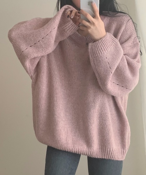 N.s（エヌドットエス）の「ボリュームスリーブVネックニットプルオーバー（ニット/セーター・レディース・ベージュ/ピンク/グレー・FREE）」の17枚目の写真