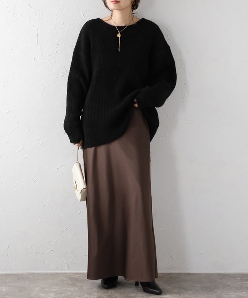 Bonjour Sagan（ボンジュールサガン）の「サテンマキシスカート（スカート・レディース・ダークブラウン/ブラック/アイボリー/グレー・FREE）」の19枚目の写真