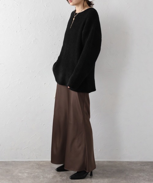 Bonjour Sagan（ボンジュールサガン）の「サテンマキシスカート（スカート・レディース・ダークブラウン/ブラック/アイボリー/グレー・FREE）」の21枚目の写真