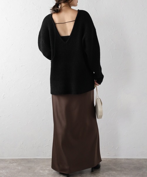 Bonjour Sagan（ボンジュールサガン）の「サテンマキシスカート（スカート・レディース・ダークブラウン/ブラック/アイボリー/グレー・FREE）」の11枚目の写真