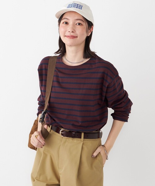 SHIPS Colors(シップス カラーズ)の「SHIPS Colors:コットン レイヤード TEE 3(ロンT)◇(Tシャツ/カットソー・レディース・キャメル/ブラック/オフホワイト/ネイビー/ピンク/グリーン/ブラウン/ライトピンク/イエロー/ダークグリーン/ダークブラウン・ONE SIZE)」の5枚目の写真