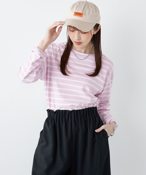 SHIPS Colors(シップス カラーズ)の「SHIPS Colors:コットン レイヤード TEE 3(ロンT)◇(Tシャツ/カットソー・レディース・キャメル/ブラック/オフホワイト/ネイビー/ピンク/グリーン/ブラウン/ライトピンク/イエロー/ダークグリーン/ダークブラウン・ONE SIZE)」の11枚目の写真