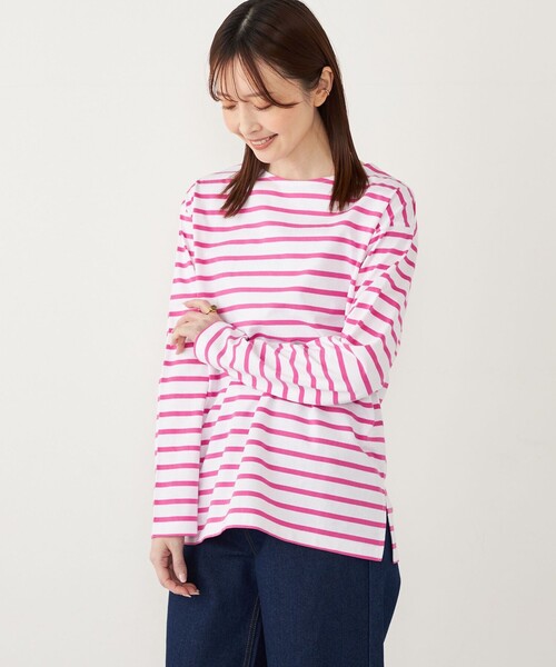 SHIPS Colors(シップス カラーズ)の「SHIPS Colors:コットン レイヤード TEE 3(ロンT)◇(Tシャツ/カットソー・レディース・キャメル/ブラック/オフホワイト/ネイビー/ピンク/グリーン/ブラウン/ライトピンク/イエロー/ダークグリーン/ダークブラウン・ONE SIZE)」の10枚目の写真
