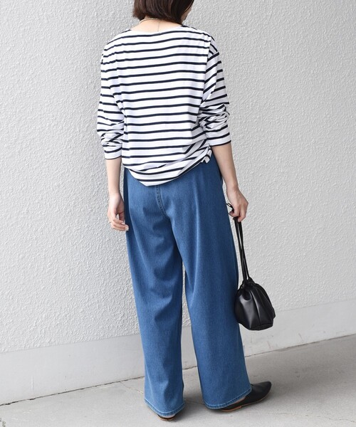 SHIPS Colors(シップス カラーズ)の「SHIPS Colors:コットン レイヤード TEE 3(ロンT)◇(Tシャツ/カットソー・レディース・キャメル/ブラック/オフホワイト/ネイビー/ピンク/グリーン/ブラウン/ライトピンク/イエロー/ダークグリーン/ダークブラウン・ONE SIZE)」の17枚目の写真