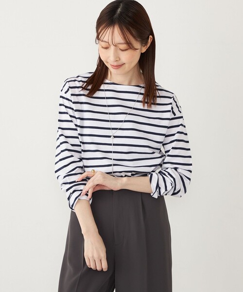 SHIPS Colors(シップス カラーズ)の「SHIPS Colors:コットン レイヤード TEE 3(ロンT)◇(Tシャツ/カットソー・レディース・キャメル/ブラック/オフホワイト/ネイビー/ピンク/グリーン/ブラウン/ライトピンク/イエロー/ダークグリーン/ダークブラウン・ONE SIZE)」の19枚目の写真