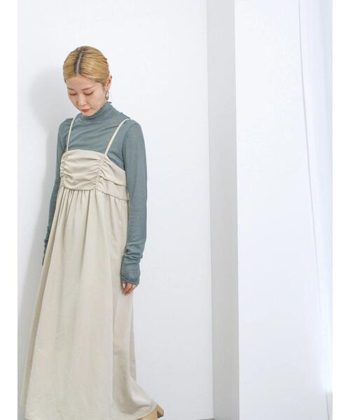 Samansa Mos2 blue(サマンサモスモスブルー)の「シアーグログランキャミワンピース(ワンピース・レディース・キャメル/チャコールグレー/ライトベージュ・F)」の22枚目の写真