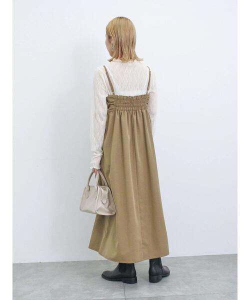 Samansa Mos2 blue(サマンサモスモスブルー)の「シアーグログランキャミワンピース(ワンピース・レディース・キャメル/チャコールグレー/ライトベージュ・F)」の5枚目の写真