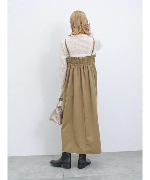 Samansa Mos2 blue(サマンサモスモスブルー)の「シアーグログランキャミワンピース(ワンピース・レディース・キャメル/チャコールグレー/ライトベージュ・F)」の6枚目の写真