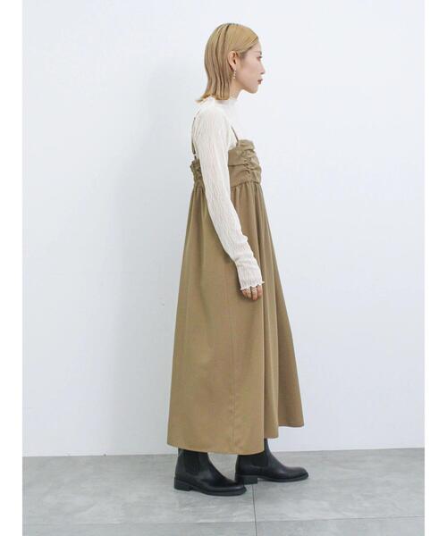 Samansa Mos2 blue(サマンサモスモスブルー)の「シアーグログランキャミワンピース(ワンピース・レディース・キャメル/チャコールグレー/ライトベージュ・F)」の8枚目の写真