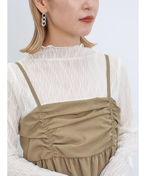 Samansa Mos2 blue(サマンサモスモスブルー)の「シアーグログランキャミワンピース(ワンピース・レディース・キャメル/チャコールグレー/ライトベージュ・F)」の9枚目の写真