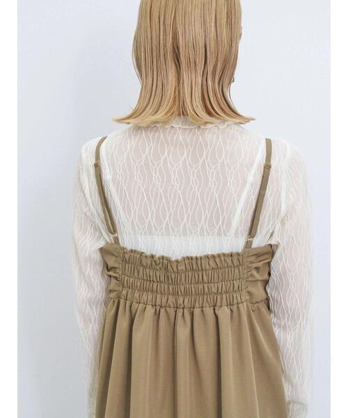 Samansa Mos2 blue(サマンサモスモスブルー)の「シアーグログランキャミワンピース(ワンピース・レディース・キャメル/チャコールグレー/ライトベージュ・F)」の10枚目の写真