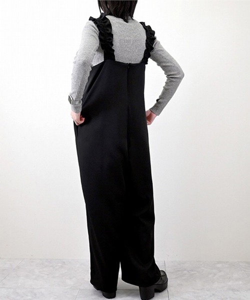 STYLEBLOCK（スタイルブロック）の「ツイルショルダーフリルオールインワン（サロペット/オーバーオール・レディース・オリーブ/ブラック/グレー・M）」の7枚目の写真