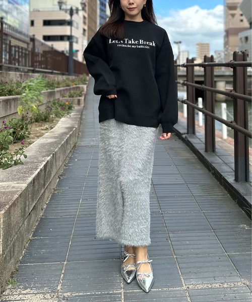 Per sist ence(パーシエンス)の「P100バイカラーロゴクルーネックプルオーバー(ニット/セーター・レディース・ブラック/アイボリー/グレー/ネイビー・FREE)」の15枚目の写真
