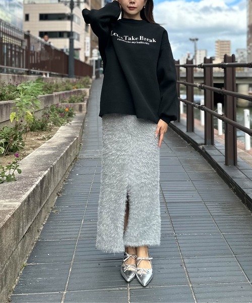 Per sist ence(パーシエンス)の「P100バイカラーロゴクルーネックプルオーバー(ニット/セーター・レディース・ブラック/アイボリー/グレー/ネイビー・FREE)」の17枚目の写真