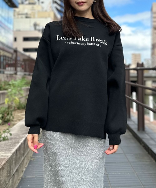 Per sist ence(パーシエンス)の「P100バイカラーロゴクルーネックプルオーバー(ニット/セーター・レディース・ブラック/アイボリー/グレー/ネイビー・FREE)」の19枚目の写真