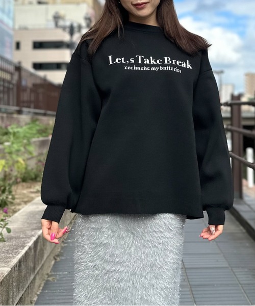 Per sist ence(パーシエンス)の「P100バイカラーロゴクルーネックプルオーバー(ニット/セーター・レディース・ブラック/アイボリー/グレー/ネイビー・FREE)」の21枚目の写真