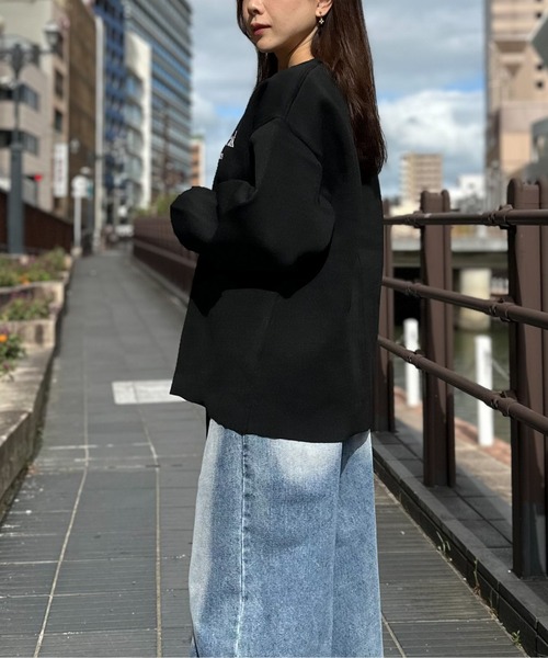 Per sist ence(パーシエンス)の「P100バイカラーロゴクルーネックプルオーバー(ニット/セーター・レディース・ブラック/アイボリー/グレー/ネイビー・FREE)」の7枚目の写真