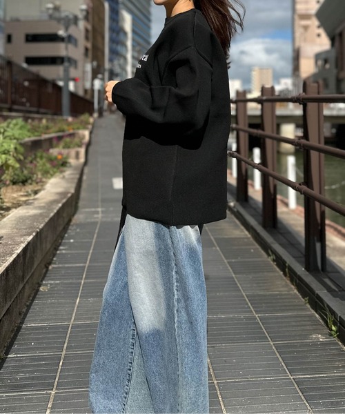 Per sist ence(パーシエンス)の「P100バイカラーロゴクルーネックプルオーバー(ニット/セーター・レディース・ブラック/アイボリー/グレー/ネイビー・FREE)」の8枚目の写真