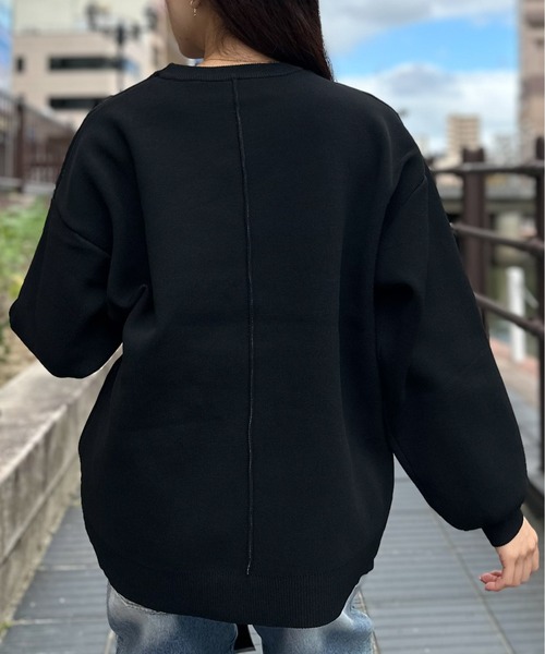 Per sist ence(パーシエンス)の「P100バイカラーロゴクルーネックプルオーバー(ニット/セーター・レディース・ブラック/アイボリー/グレー/ネイビー・FREE)」の12枚目の写真