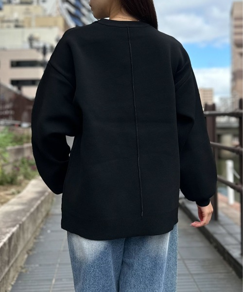 Per sist ence(パーシエンス)の「P100バイカラーロゴクルーネックプルオーバー(ニット/セーター・レディース・ブラック/アイボリー/グレー/ネイビー・FREE)」の13枚目の写真
