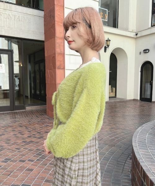 F i.n.t（フィント）の「ラメフェザーニットボレロ/F&A/fint（カーディガン/ボレロ・レディース・アイボリー/ライトグリーン/ライトグレー・FREE）」の6枚目の写真