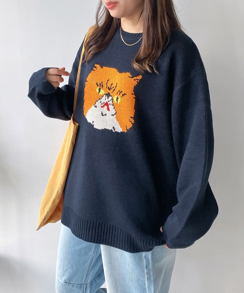 AS KNOW AS plus（アズノゥアズプラス）の「◇アソートデザインビッグサイズジャガードニットプルオーバー（ニット/セーター・レディース・ブラック系/ネイビー系/グレー系・FREE）」の5枚目の写真