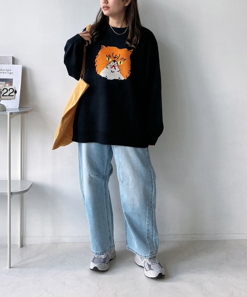 AS KNOW AS plus（アズノゥアズプラス）の「◇アソートデザインビッグサイズジャガードニットプルオーバー（ニット/セーター・レディース・ブラック系/ネイビー系/グレー系・FREE）」の9枚目の写真