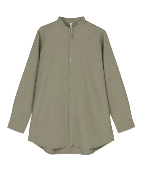 TOKYO SHIRTS(トウキョウシャツ)の「ウールライク スタンド レディース長袖カジュアルシャツ(シャツ/ブラウス・レディース・グレー/ブラック/オリーブ/オフホワイト・M/L/LL)」の4枚目の写真