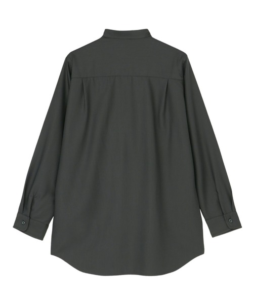 TOKYO SHIRTS(トウキョウシャツ)の「ウールライク スタンド レディース長袖カジュアルシャツ(シャツ/ブラウス・レディース・グレー/ブラック/オリーブ/オフホワイト・M/L/LL)」の13枚目の写真